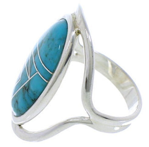 Southwest Genuine Sterling Silver Turquoise Ring Size 5 JX37584